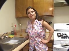 Valerie Herrera plays with a cock in the kitchen in POV scene