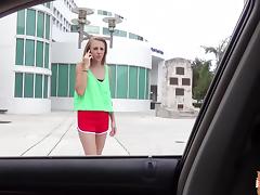 Hot blonde teen gets picked up and boned at the strangers car