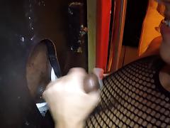 Nice cumshot from a cock at glory hole
