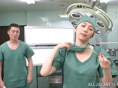 Vivacious Asian nurse giving her partner superb cat bath before delivering steamy blowjob in reality shoot